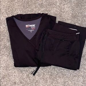 Greys anatomy spandex stretch black scrub set